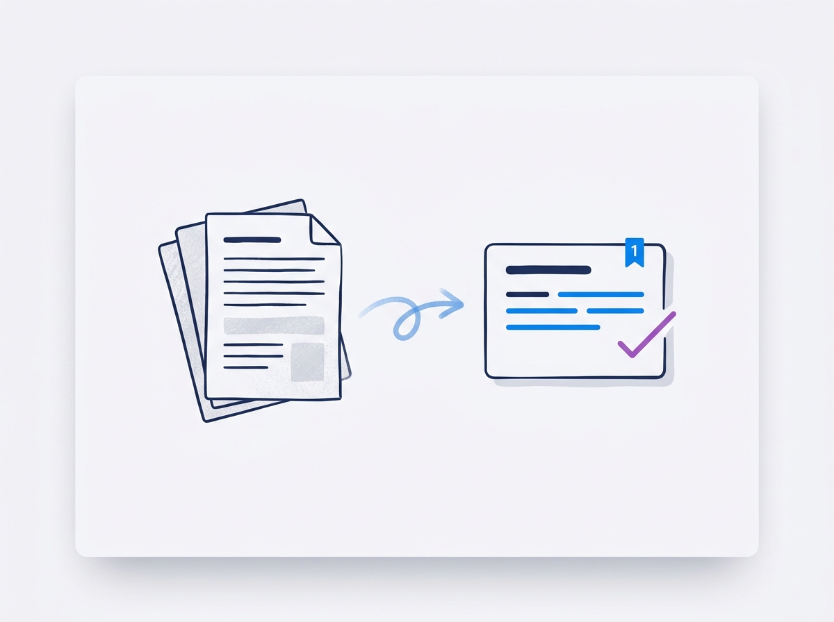Documentos transformándose en una respuesta con fuente visible